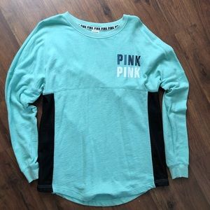 Vs pink teal long sleeve crew neck